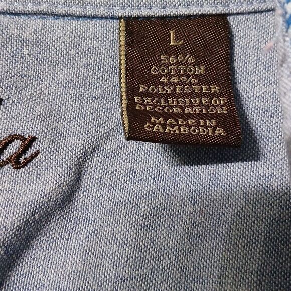 Tasso Elba blue white stretch button down casual long sleeve shirt Sz L NWOT - Picture 5 of 8